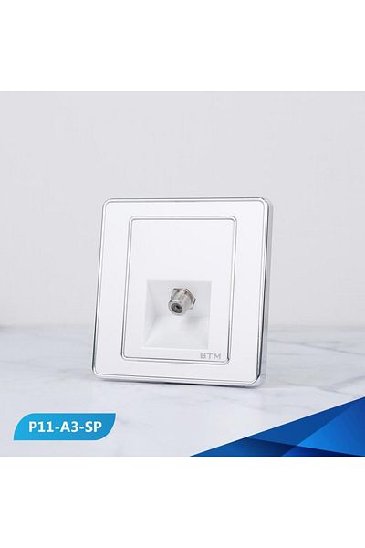 Btm مقبس تلفزيون فردي، أزرق وفضي