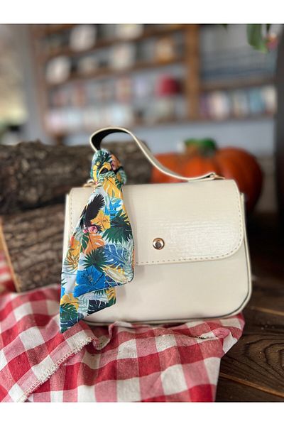 ESNEVA Women's Stylish Design Envelope Model Colorful Fabric Piece Detailed Hand and Shoulder Bag