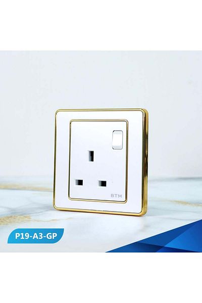 Btm 13 amp socket with pearl and gold switch -6 pieces