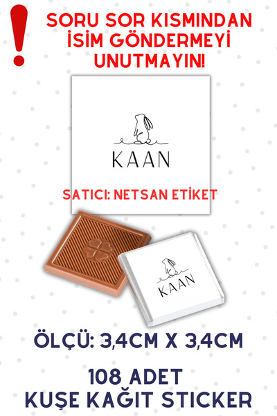 Netsan Etiket Madlen Baby Chocolate Sticker - 108 Pieces, Unwrapped Rabbit Bl...