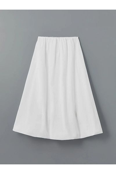 LC Waikiki Fusta cu balon pentru femei din popelin alb modest cu talie elastică