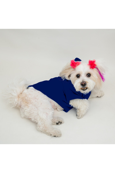 Buddy Store ملابس للقطط والكلاب - غطاء رأس باللون الأزرق الداكن، رقبة دائرية باللون الأخضر، حزمة من قطعتين مصنوعة من القطن بنسبة 100%
