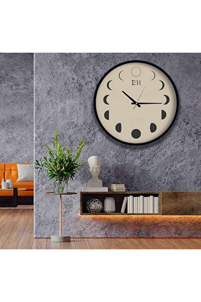 EMYA HOME ساعة حائط خشبية مصنوعة يدوياً مقاس 40 سم من مراحل القمر