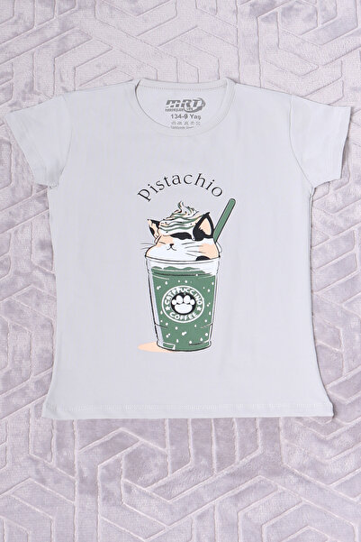 HÇM تي شيرت بناتي - طباعة بيستاشيو برقبة دائرية E2