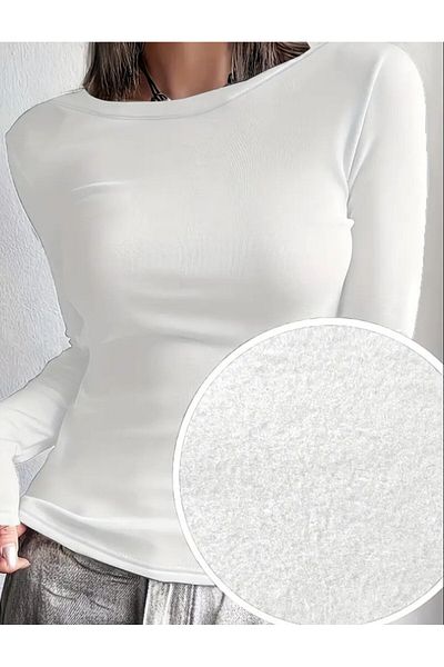 peri tower Slim Fit Long Sleeve Bodysuit with Fleece Inside for Autumn, Winter