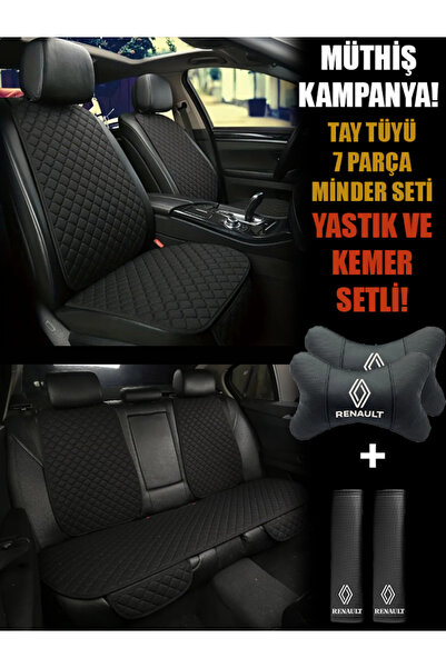 mutlu oto aksesuar Tay Tüyü Oto Koltuk Minder Cepli 7 Parça Renault Yastık Ke...