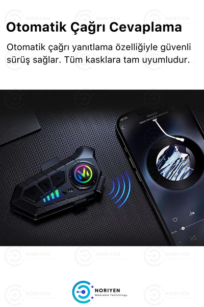 Kensa Yeni Nesil Motosiklet Kask Interkom Mikrofonlu Gürültü Engelleyici Işıklı 5.3 Y10 Bluetooth Kulaklık