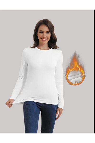 peri tower Slim Fit Long Sleeve Bodysuit with Fleece Inside for Autumn, Winter