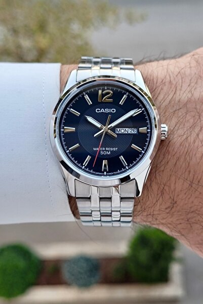 Casio Kadranı Lacivert Kordonu Gümüş Renk Erkek Kol Saati