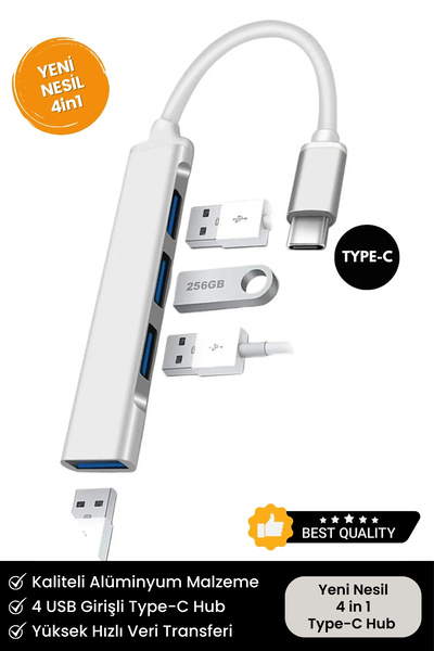 Noriyen Yeni Nesil Premium Model Type-C To Usb Hub 4 Port Çoklayıcı Macbook U...