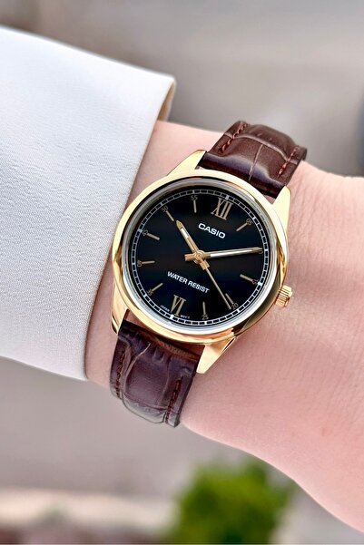 Casio Kasası Gold Kordonu Kahverengi Renk Kadın Kol Saati