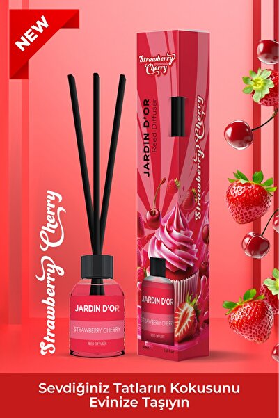 JARDIN D'OR Strawberry Cherry Reed Diffuser 50 ml / Çilek Kiraz Çubuklu Oda Kokusu