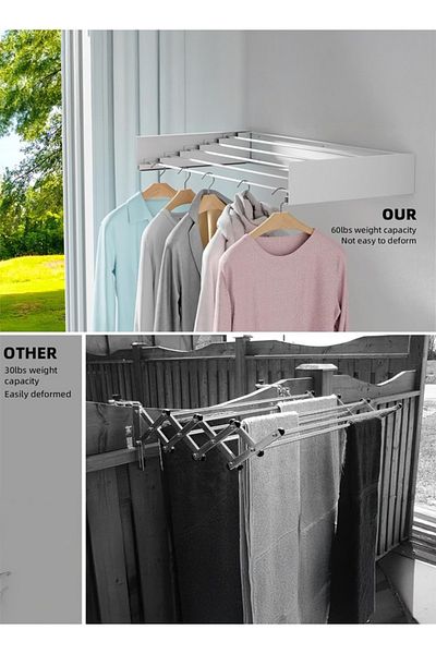 Cady One Stadium 5 Post Wall Mounted Folding Clothes Drying Rack