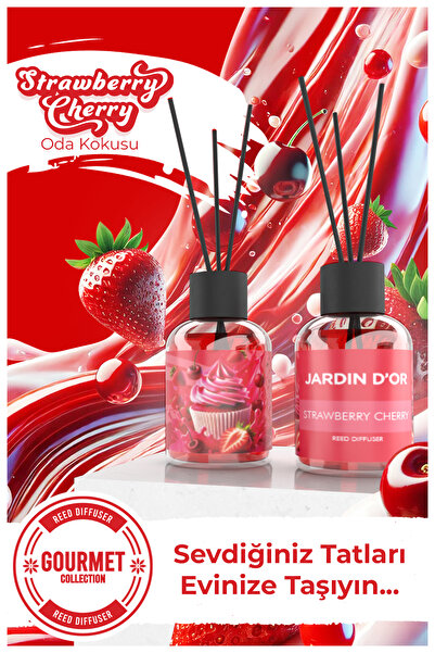 JARDIN D'OR Strawberry Cherry Reed Diffuser 50 ml / Çilek Kiraz Çubuklu Oda Kokusu