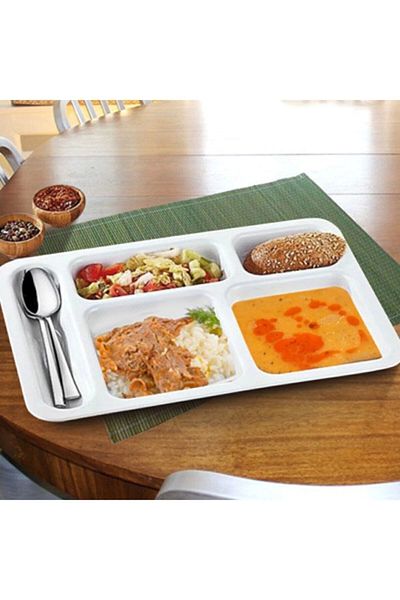 Kangurudan King White Thermo Unbreakable Plastic Table D'Hote Table D'Hote Table Plate (15 Pcs)