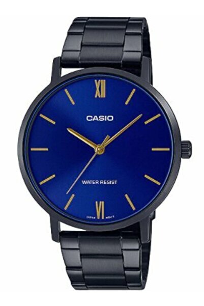 Casio Black Color Men's Wristwatch with Dark Blue Cord