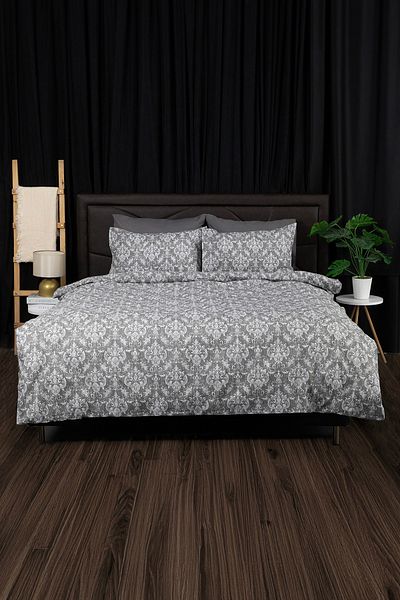 FAVORA Double Duvet Cover Set with Spiral Elastic Sheets - Anthracite
