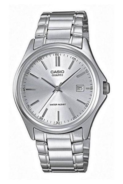 Casio ساعة يد رجالية فضية اللون