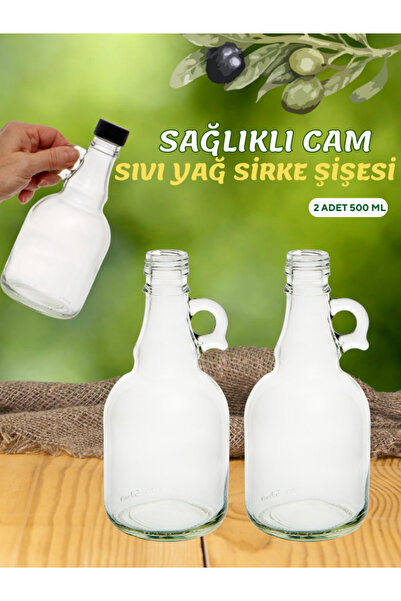 Milea 2 Adet Sağlıklı Cam Sıvı Yağ Sos Sirke Şişesi 500 ML