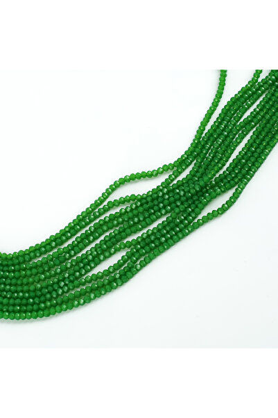 yfhobi 1 Dizi (145-155 Adet) - 2 mm Yassı Kristal Cam Boncuk Dizisi Çimen Yeş...