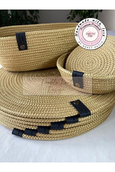DOUBLE KNOT DESİGN Parlak Gold Sarı Tress Supla Amerikan Servis Seti 14 Parça...