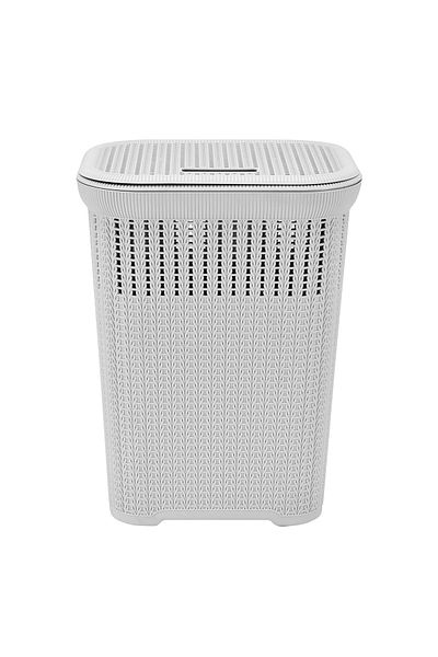 Lawazim Laundry Storage Basket Portable Spacious Ventilated Plastic Hamper with Lid and Handles