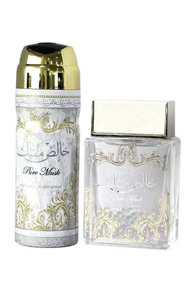 lattafa 2-Piece Khalis Pure Musk Gift Set (1 x EDP 100 ml , 1 x Body Spray 200 ml)