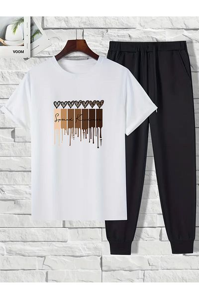 uyguntarz Σετ φόρμας Unisex Leopard Heart Printed