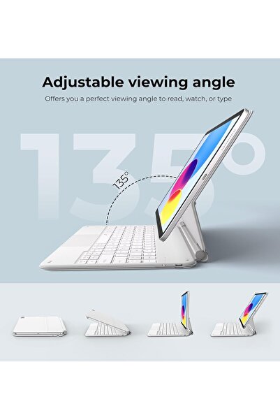 Fogy Ipad (A16) 10.nesil 2022/2025 Uyumlu X8 Magic Touchpad Işıklı Türkçe Q Klavyeli Kılıf A3355 A3354