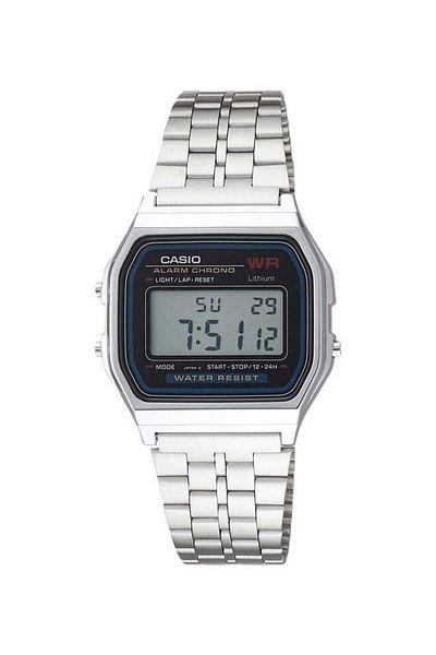 Casio ساعة رقمية للرجال من الستانلس ستيل A159W-N1DF - 33 مم - فضي