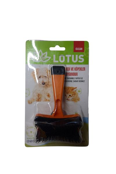 Lotus Cat Dog Feather Comb // Push // Self-Cleaning **Orange