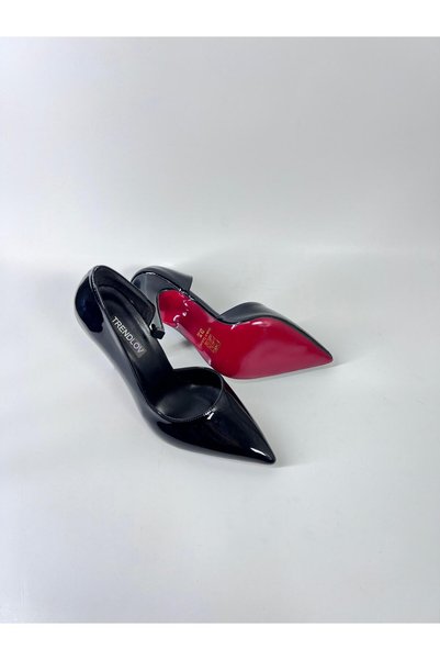 Trendlov Pantofi stiletto negri cu talpă roșie Jurdan cu toc înalt