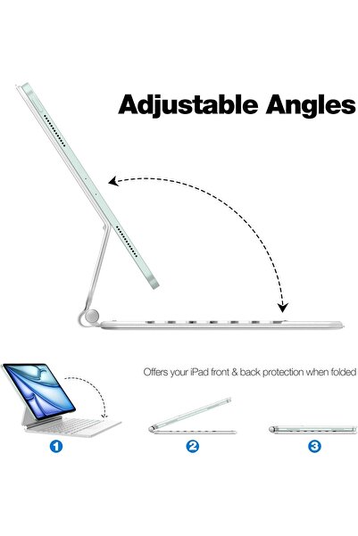 Fogy Ipad Air 11 4/5 Nesil M1/m2/m3 Uyumlu X7 Magic Keyboard Touchpad Işıklı Türkçe Q Klavyeli Kılıf