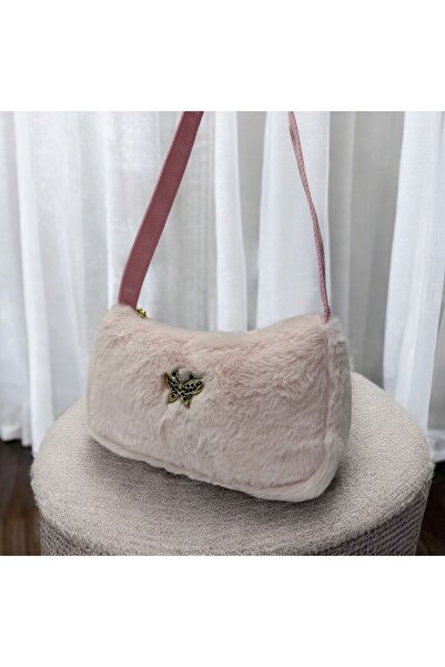 çantaevim Geantă de umăr pentru copii din pluș cu model fluture roz