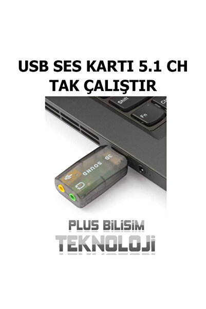 Plus Bilişim OEM Usb Ses Kartı 5.1 Harici 3.5mm Aux ve Mikrofon Çıkışlı HD Yüksek Kalite (Usb Sound) Plus Bilişim