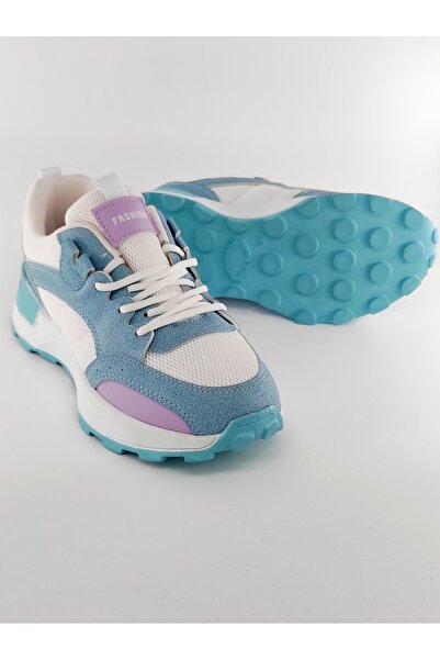 Lambırlent Blue White Pink Women's Daily Lace up Sneaker Sports Shoes