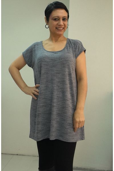 Mertcan Butik Coming Low Sleeve Combed Cotton Viscose T-Shirt with Smoked Size Whole