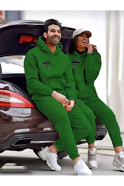 NZN COLLECTION Lover Couple Combination King and Queen Printed Bottom-Top Tracksuit Set of 2