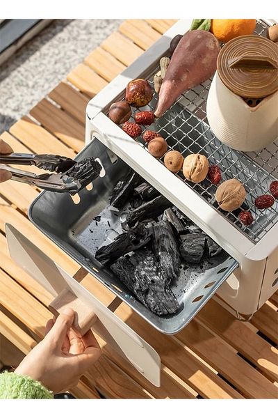 Cady One Portable Square Charcoal Grill with Removable Charcoal Tub