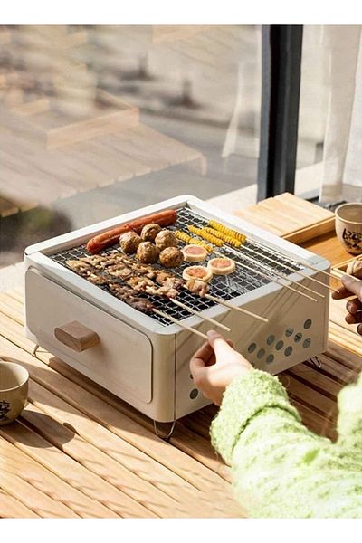 Cady One Portable Square Charcoal Grill with Removable Charcoal Tub