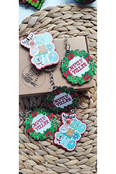 Butenin Atölyesi 5 سلسلة مفاتيح خشبية بأشكال ممتعة