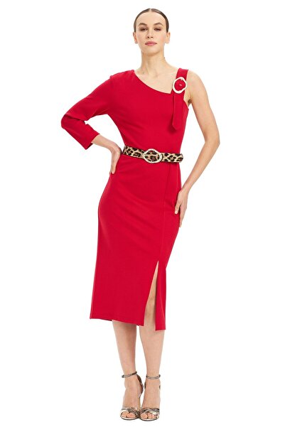 UTOPIAN Tek Omuz Yırtmaçlı Midi Elbise