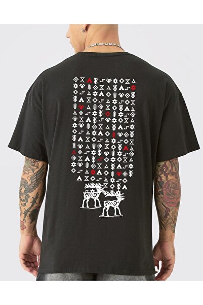 VEK Tricou oversize unisex - Motiv Kilim turcesc, 100% bumbac