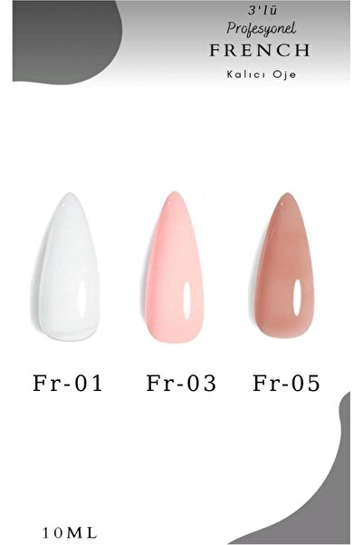FREELADY Kalıcı Oje French 3’lü Set 12ml Rakı Beyaz-Pembe-Nude