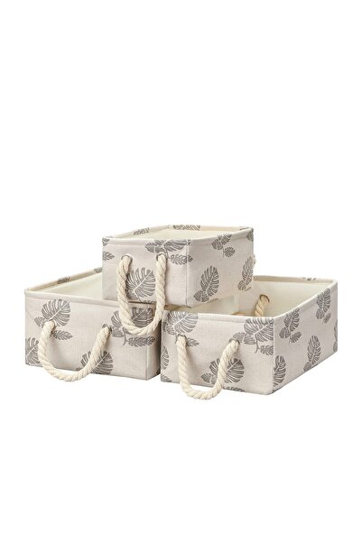 Lawazim 3-Piece Storage Basket Set With Printed Tree Leafs