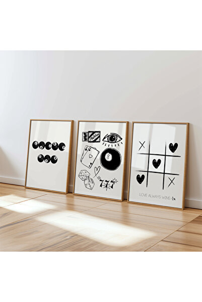 DES VU PRINT Lucky You, 777 Aura Pinterest Temalı 3'lü Çerçevesiz  Poster Seti