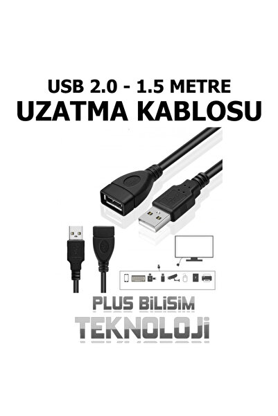 Plus Bilişim OEM Usb 2.0 Uzatma Kablosu 1.5 Metre Erkek - Dişi Yüksek Hız Plu...