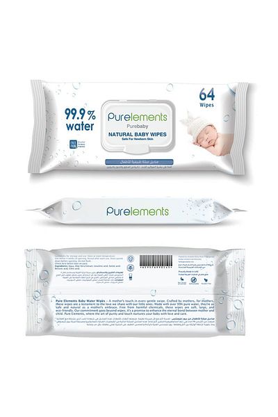 Purelements مناديل طبيعية تحتوي على 99.9% من الماء - عبوة من 4 قطع - 256 قطعة