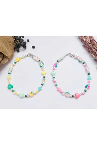 REN AKSESUAR Kız Çocuk İncili, Meyve Fimolu Kolye 2 adet