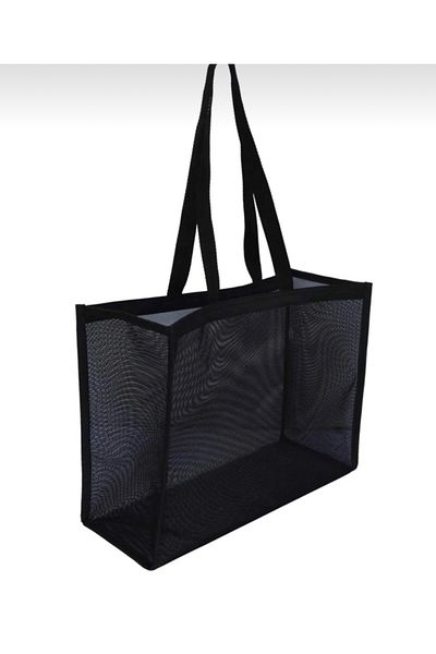kumasfabrik 150 X 50 cm Διχτυωτό ύφασμα / Ύφασμα τσάντας παραλίας / Ύφασμα τσάντας αγορών - μαύρο